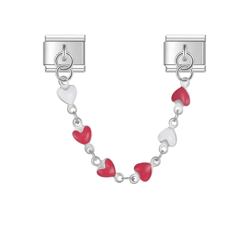 Zufallsfarbe Herz Charm-Kette Silber