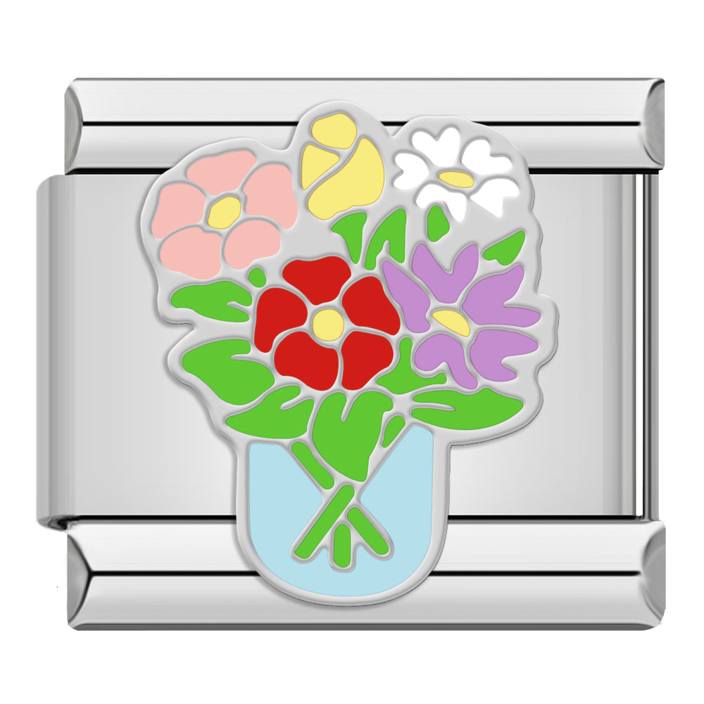 Bunter Blumenstrauß Silber