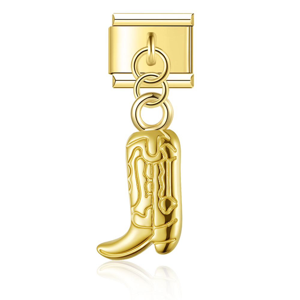 Cowboy boots pendant gold