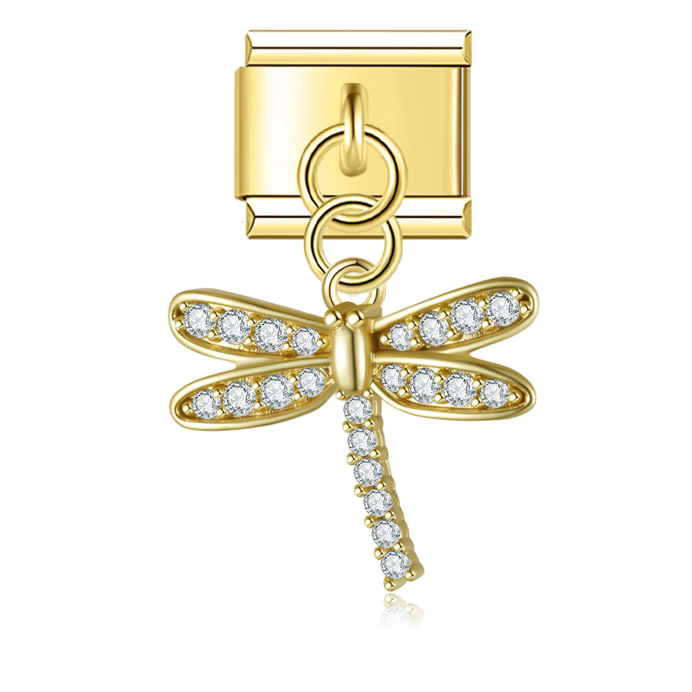 Glitter Dragonfly Gold Pendant