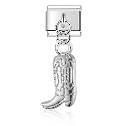 Cowboy boots pendant silver