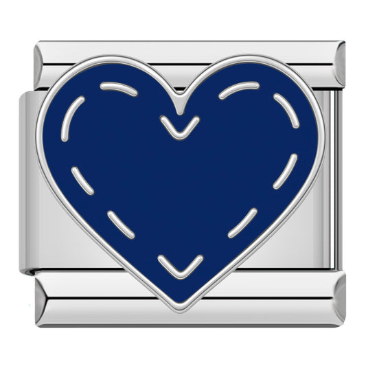 Blue heart with silver stitching