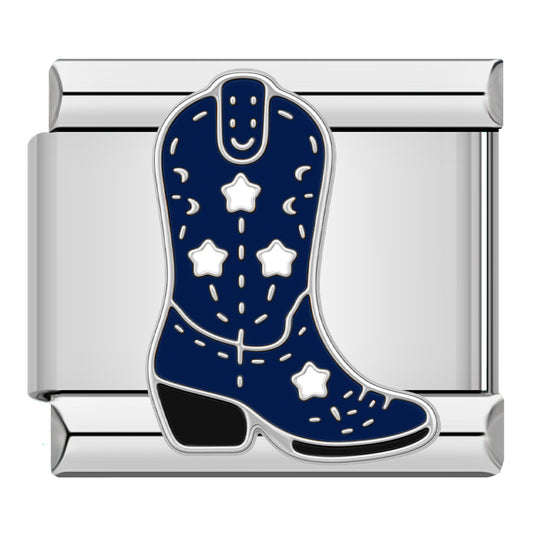 Blue boot silver