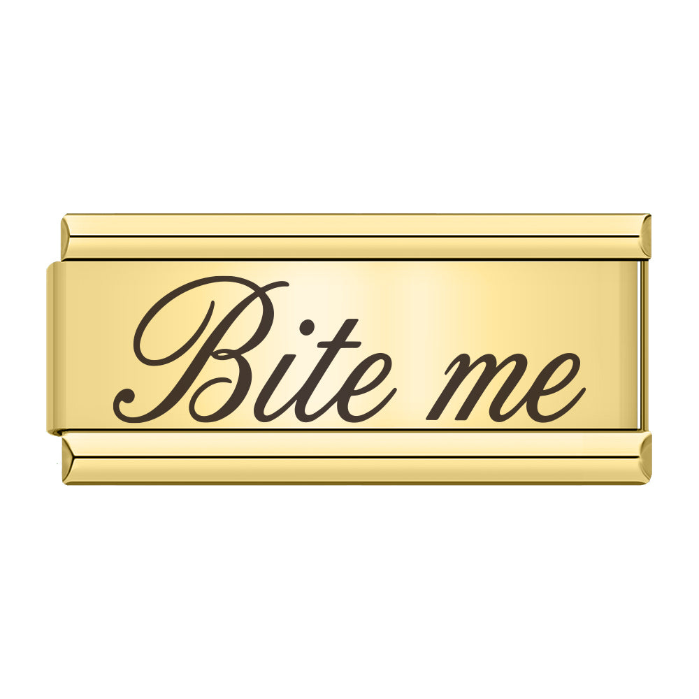 “Bite me” double charm gold