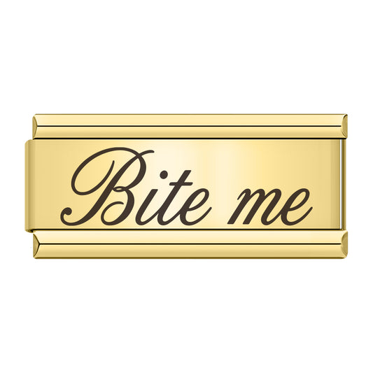 "Bite me" Doppelcharm Gold