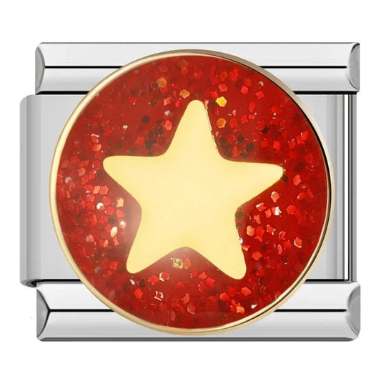 Stern mit rotem Glitzer