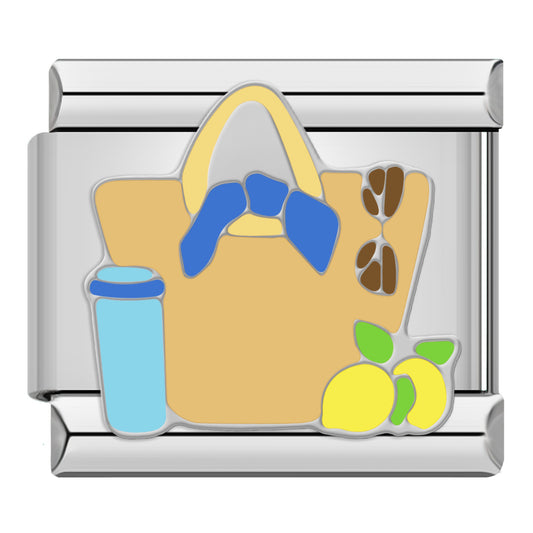 Silver beach bag