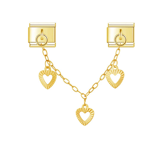 Hapiship 2025 New Women Stainless Steel Heart Star Chain Italian Charms Fit 9mm Bracelet Stainless Steel Diy Jewelry DJ1424