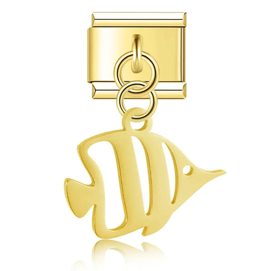 Hapiship 2024 New Fashion Starfish Shell Turtle Charms Italian Link Fit 9mm Bracelet Stainless Steel Making Diy Jewelry DJ820