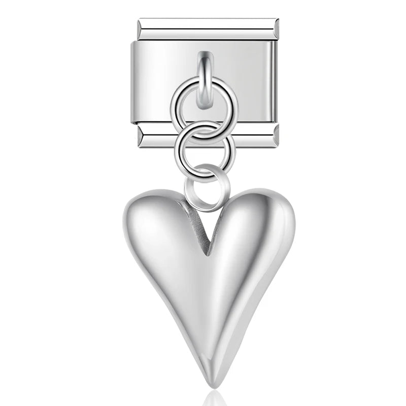 Hapiship 2023 High-Quality New Hollow Fashion Heart Square Charm Link Fit 9mm Stainless Steel Bracing Making Diy Jewelry DJ655