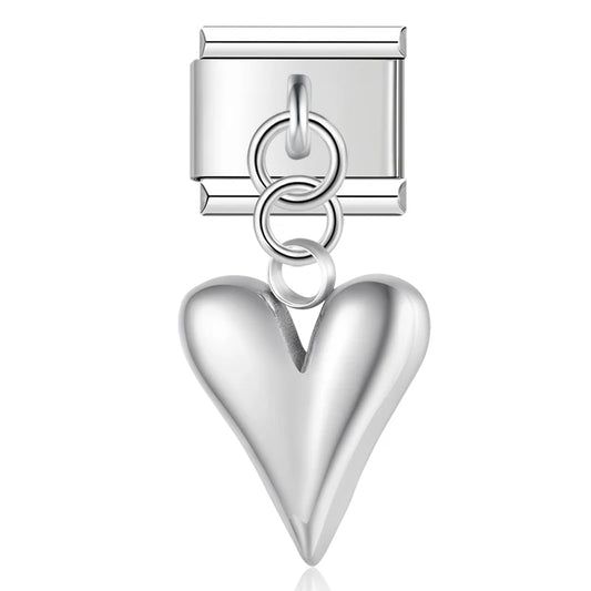 Hapiship 2023 High-Quality New Hollow Fashion Heart Square Charm Link Fit 9mm Stainless Steel Bracing Making Diy Jewelry DJ655
