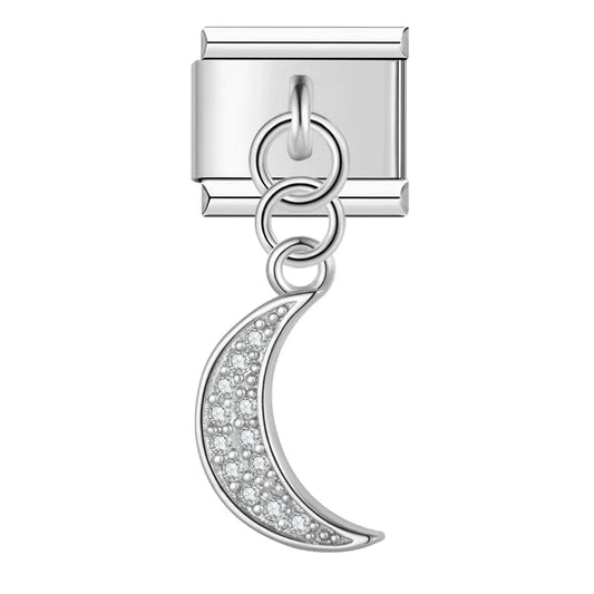 Hapiship 2023 New Daisy Fashion Moon Star Shell Dazzling Cz Italian Charm Links Fit 9mm Bracelet Jewelry Diy Making DJ620