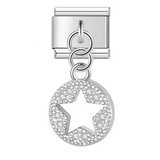 Hapiship 2023 New Daisy Fashion Moon Star Shell Dazzling Cz Italian Charm Links Fit 9mm Bracelet Jewelry Diy Making DJ620