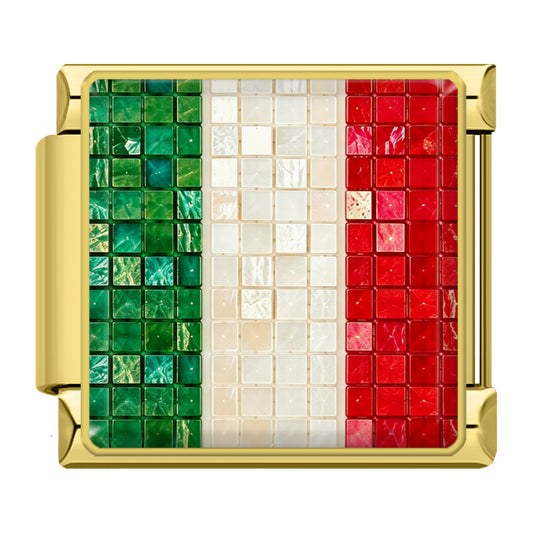 Mosaik Flagge Italien Gold