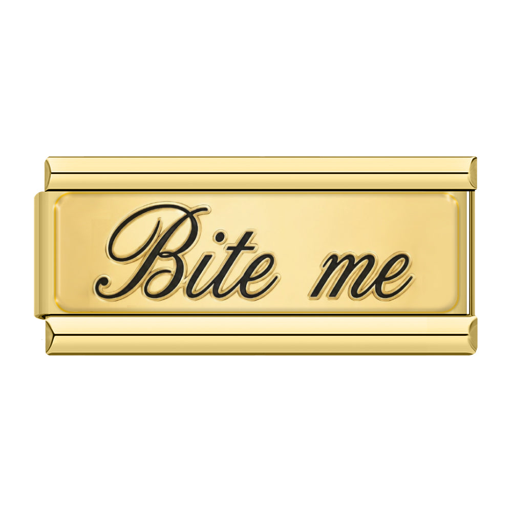 "Bite me" Doppelcharm Gold