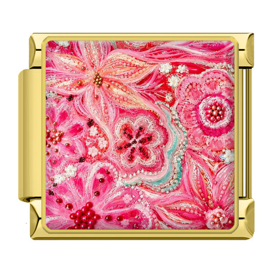 Pink floral field gold
