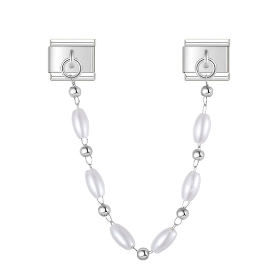 Pearl charm necklace silver